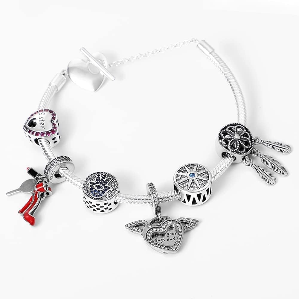 KUNSIR 925 Sterling Silver Snake Chain Bracelet with Safety Chain Charm Bracelets for Women Teen - Image 5