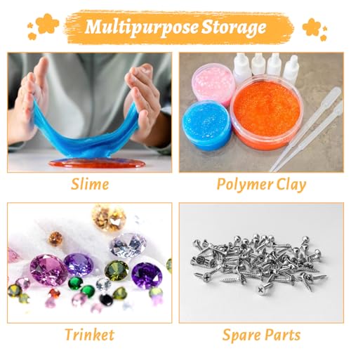 Image of CYEAH 50 Pcs 10 oz & 16 oz Slime Containers with Lids and Handles, Plastic Storage Bucket Containers, Reusable Clear Party Cups for Party or DIY Art Craft, Pigment, Small Tools