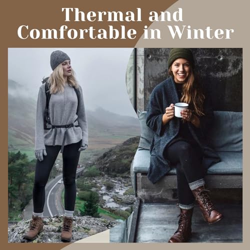 Image of CAMPSNAIL Fleece Lined Leggings Women - Thick Winter Thermal Warm Pants Pkt Tie Dye Black Large