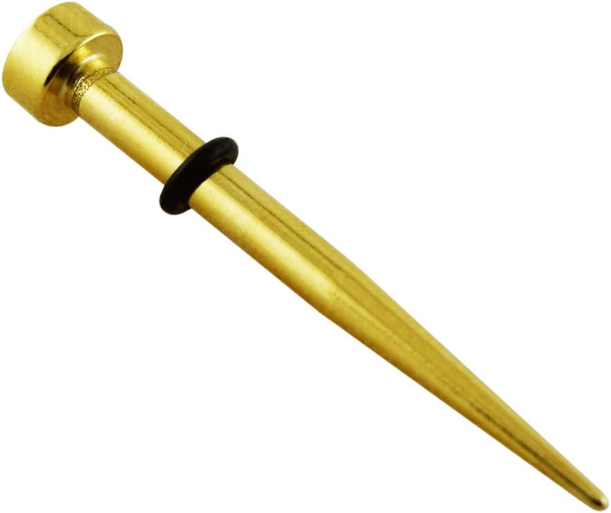 Gold Anodized 316L Surgical Steel Nail Taper with O-rings Ear Gauge Body Piercing Jewelry