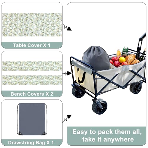 Image of misaya Picnic Table Cover with Bench Cover, Waterproof Elastic Fitted Tablecloth for 5 Foot Tables, Rectangle Washable Polyester Tablecloths for Picnic, Camping, Outdoor (Paisley Flower, 30 inch x 60 inch)