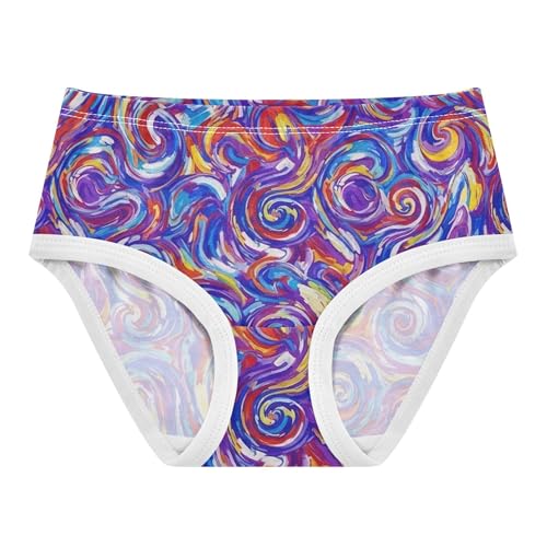 Abstract BrushVibrant Blue White Toddler Underwear Floral 2t Cotton Panties Little Girl Artistic Briefs Undies Kids