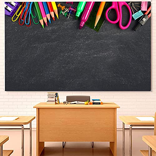 CSFOTO 5x3ft Back to School Backdrop Blackboard Class Tools Online Course Online Teaching Background for Photography School Classroom Backdrop Homecoming Student Children Photo Background