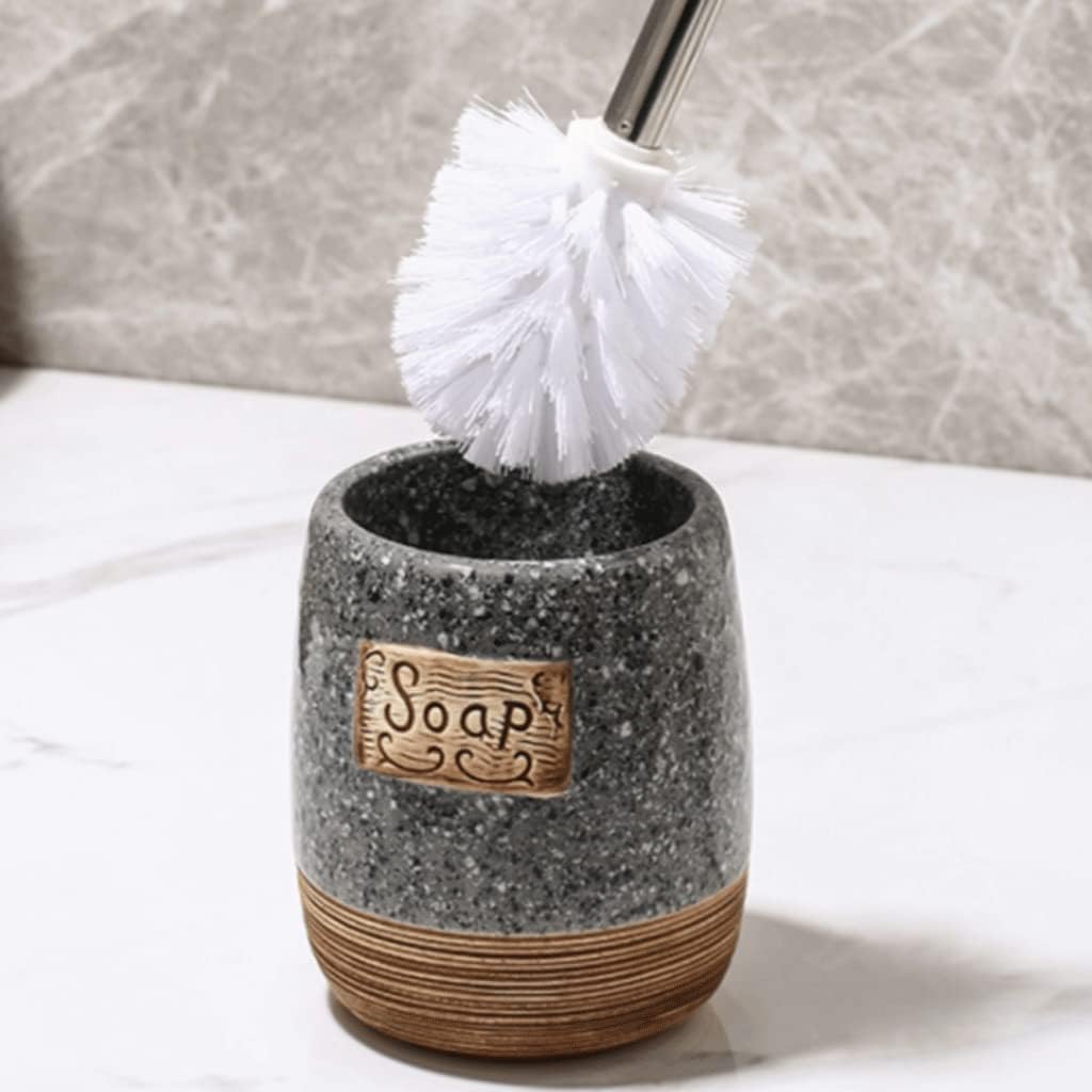 POCHY Cepillo para Inodoro de Limpieza del hogar, Cepillo para Inodoro de cerámica con Mango de Acero Inoxidable, Cepillo y Soporte para Limpiador de Inodoro