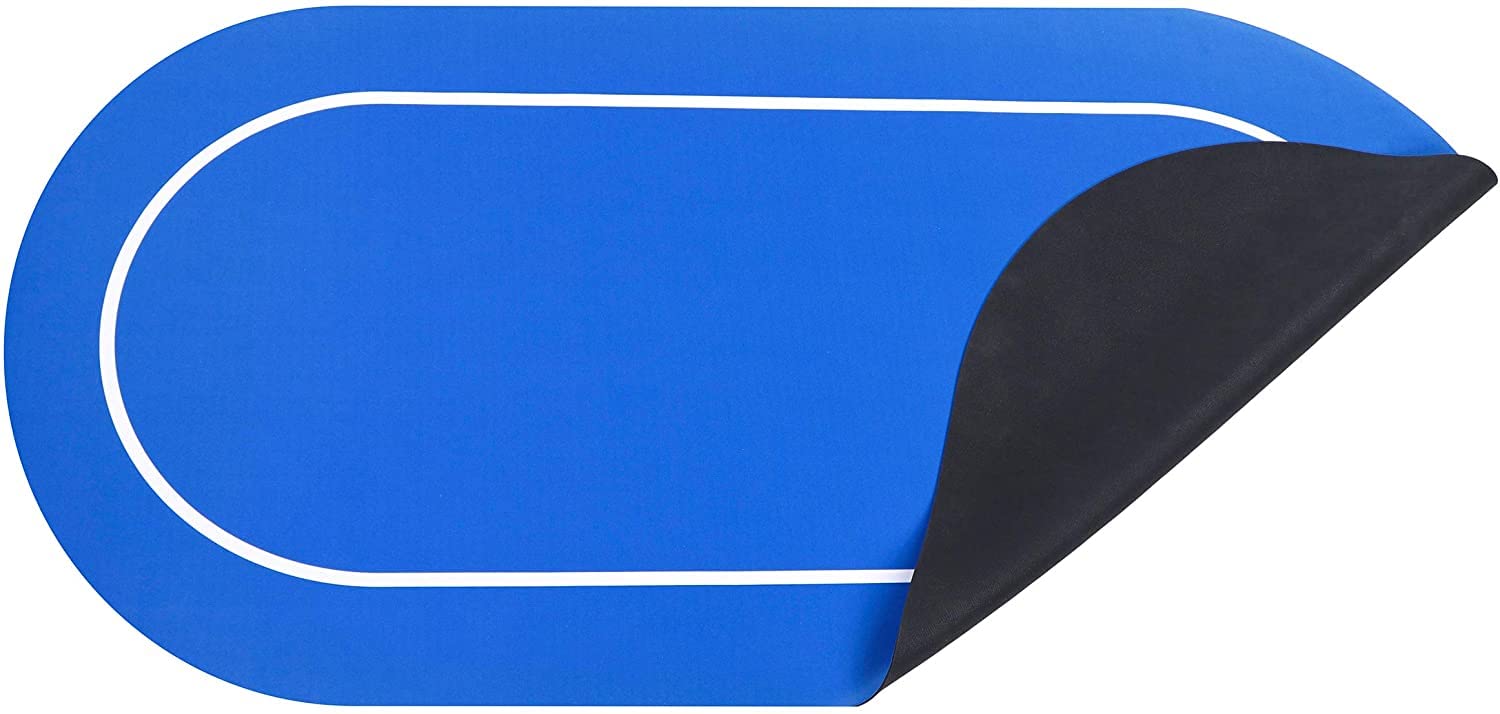 mata do gry w karty, Układ stołu pokerowego, przenośna owalna mata na stół pokerowy z torbą do przenoszenia(Blue)