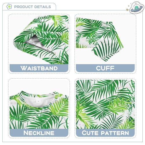 JUNZAN Green Palm Leaf Little Girls Hoodie Sweatshirt Crewneck Hoodies for Girls Camping 4T3