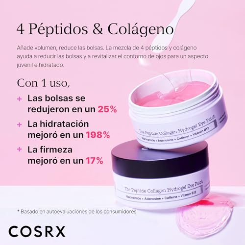 COSRX Pink Peptide Collagen Hydrogel Parches para ojos con cafeína contra las ojeras, reduce el volumen de las bolsas y las hinchazones, mascarilla antiarrugas para ojos, cuidado de la piel coreano - imagen 3