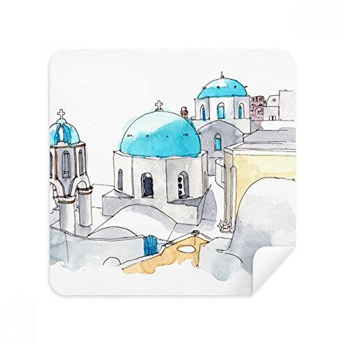 Nettoyeur écran téléphone et chiffon lunettes anti-traces motif village Santorin