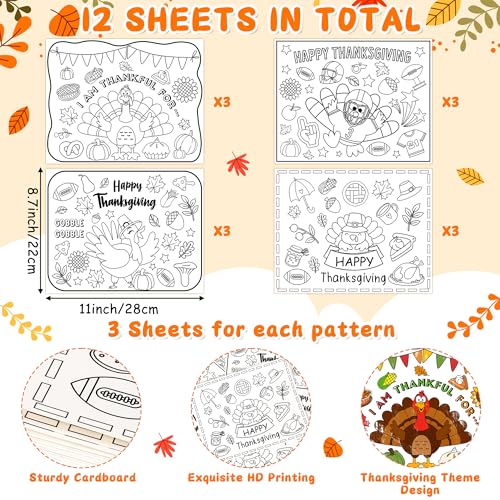 Eviter les taches : sets de table papier à colorier Thanksgiving enfant