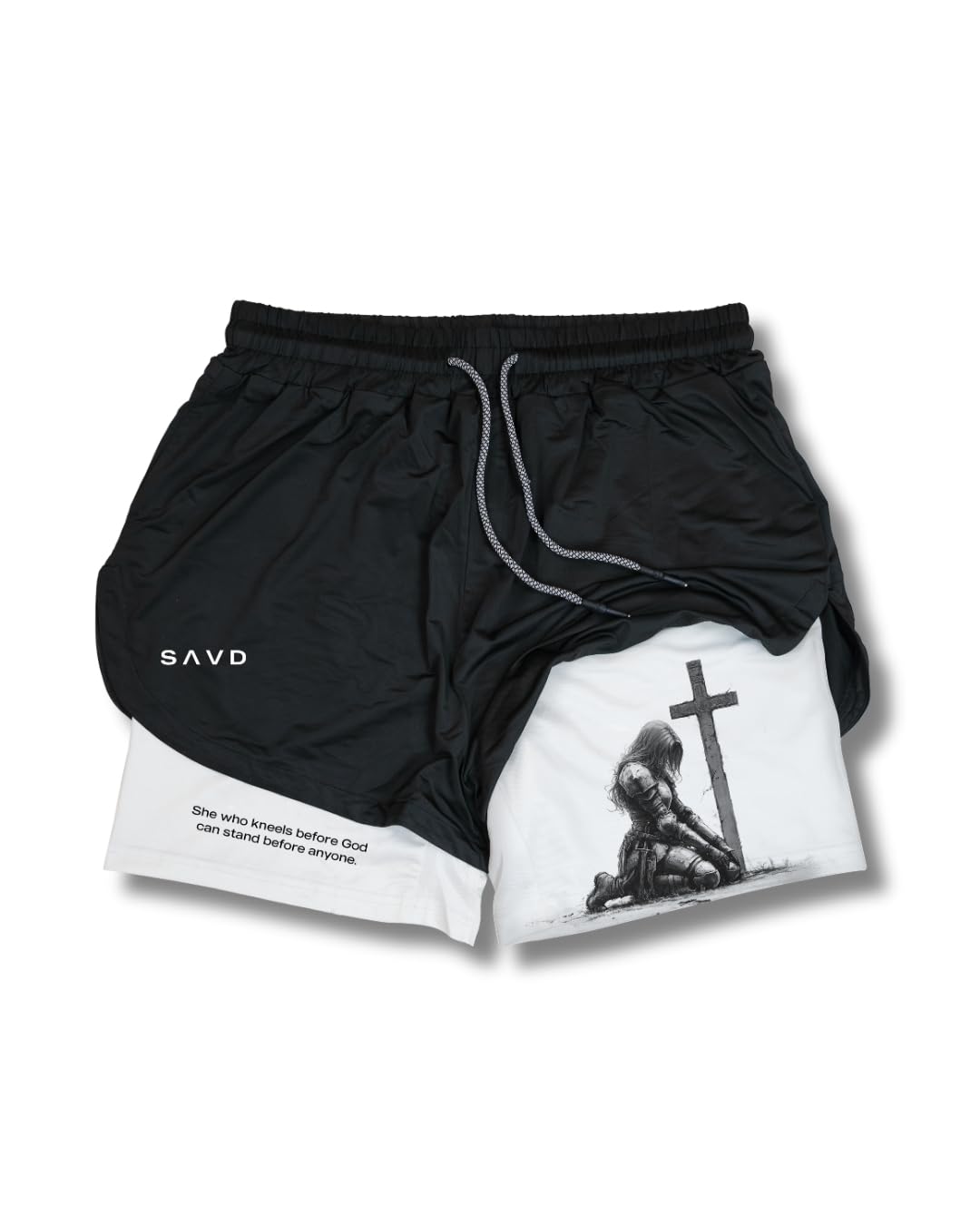 SAVD Christian Performance Shorts - Women's Gym & Sport Shorts with Pockets & Compression Liner, Bible Verse Activewear