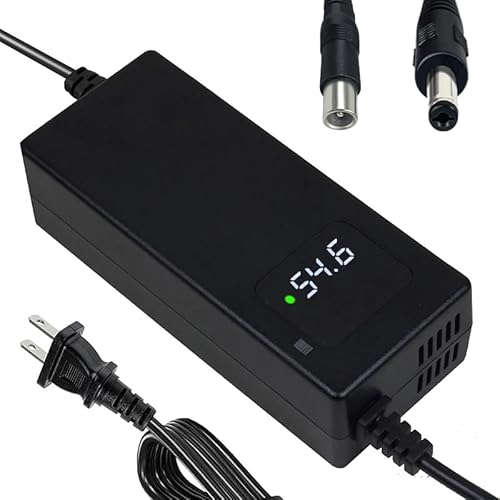 54.6V 2A Battery Charger 48V Charger Power Supply Adapter for 48v Li-ion Battery Pack, HD Display of Current Charging Voltage, Multiple Security Protection and Smart Shut-Off Charging