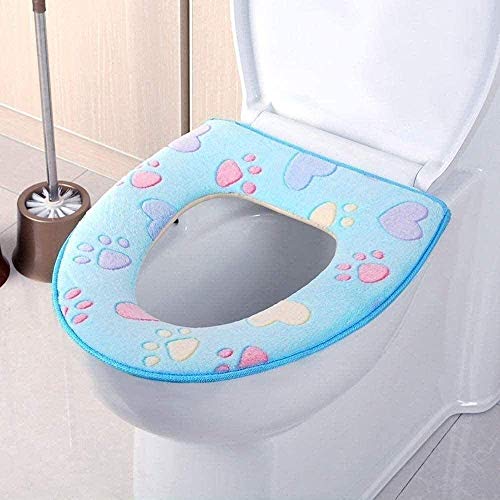 YLKCU 2 Stück Soft Bad Toilettensitzbezug, Toilettensitzkissen Badwärmer Toilettensitztuch Soft Closestool Cover Waschbarer Deckel Oben Toilettensitzbezug Pad Toilettensitzkissen Pad – Bild 3