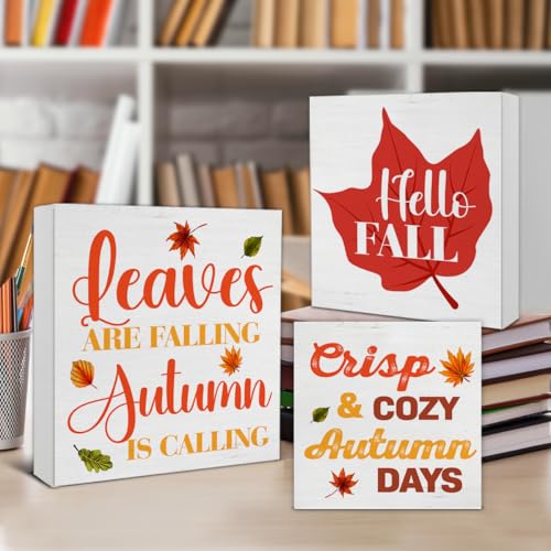3pcsfallwoodsignsdecorautumnwoodblocksignsfarmhousehellofallleaveswoodenboxsignshomedecorationsfortieredtraydesktableshelf  Urban Country Home Decor 3 pcs fall wood signs decor autumn wood block signs farmhouse hello fall leaves wooden box signs home decorations for tiered tray desk table shelf  urban country home decor
