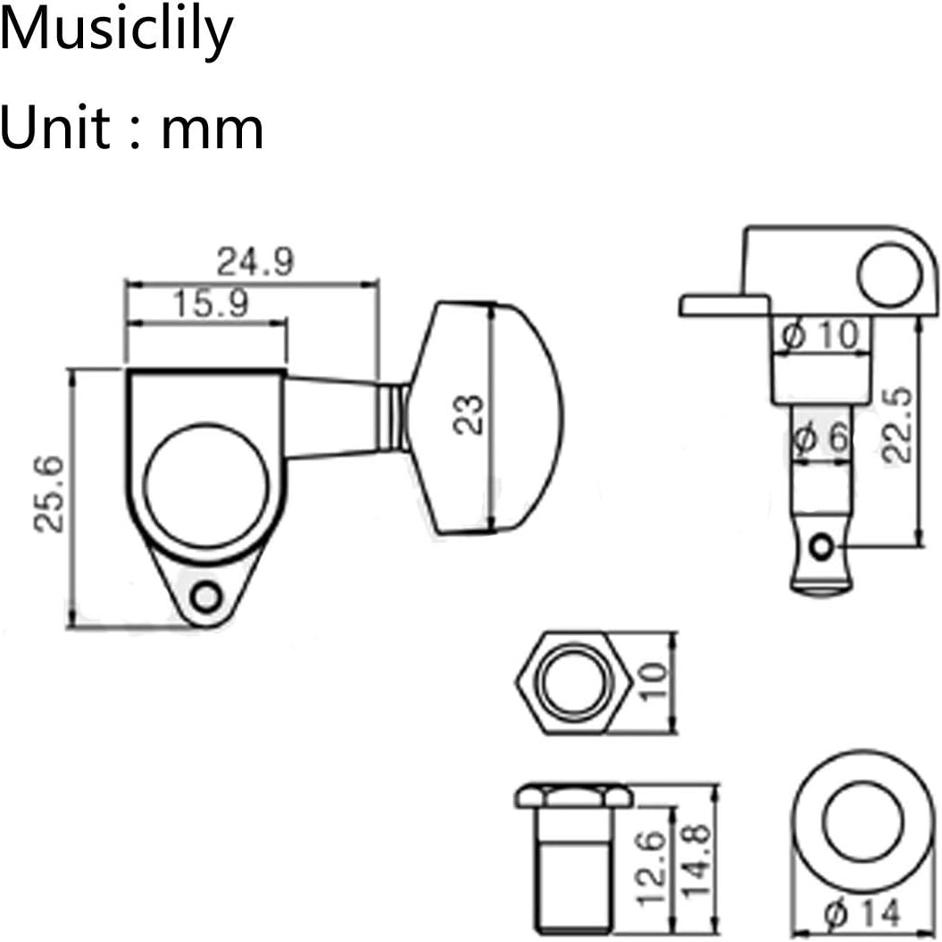 Musiclily Pro 3L3R Guitar Locking Tuners Tuning Pegs Keys Machine Heads Set for Epiphone Les Paul Style Electric Guitar or Acoustic Guitar, Black : Musical Instruments