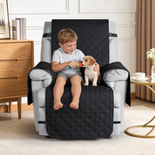 Image of TAOCOCO 100% Waterproof Recliner Chair Covers Reversible 28 inch, Black