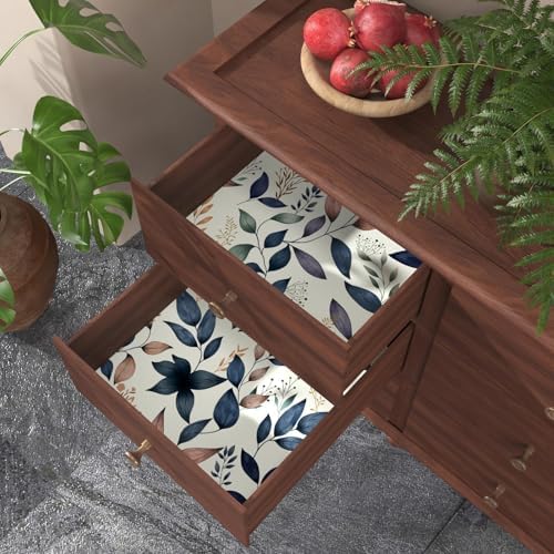Fvlow Navy Blue Leaf Botanical Peel and Stick Wallpaper 17.4" x 394" — view 6