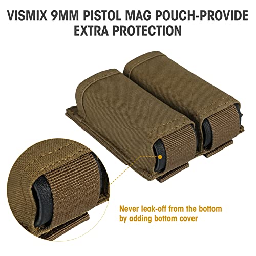 Vismix Pistol Magazine Pouch, Double 9Mm Mag Pouch With Quick Release Kydex Insert And Molle Compatible #TOP3