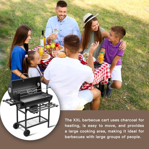 Miniatura 3 de Teeno Barbacoa De Carbón De Madera, Parrilla Barbacoa Con Rejilla De Cocción Xxl, Guantes Antigrietas, Termómetro, Cajón De Ceniza, Ventilación Regulable, Mejorada Con Soporte Para Asar Pollo