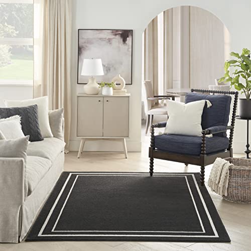 Nourison Essentials Tapete 5' x 7' Negro Marfil miniatura 3