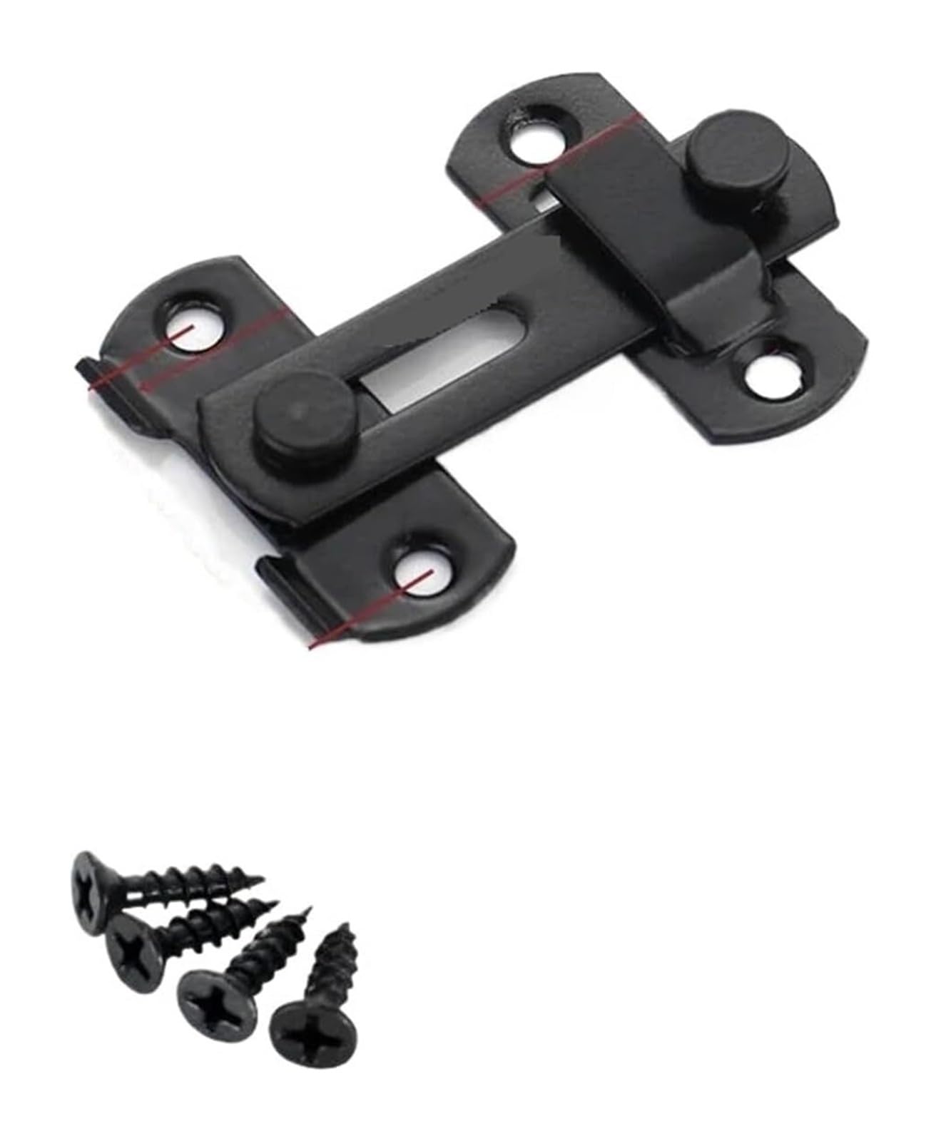 Zamki do drzwi przesuwnych, Zatrzask do bramy stodoły ze stali kątowej 0/180 stopnia przesuwny czarny 2/4 szt(Black X 2pcs)