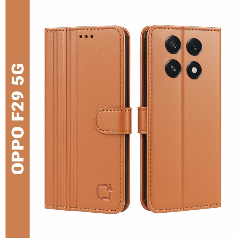 Image of AIBEX Compatible for Oppo F29 5G Flip Cover Leather Finish with Magnatic Closure | Inside TPU with Card Pockets | Wallet Stand | Complete Protection Flip Case -Brown