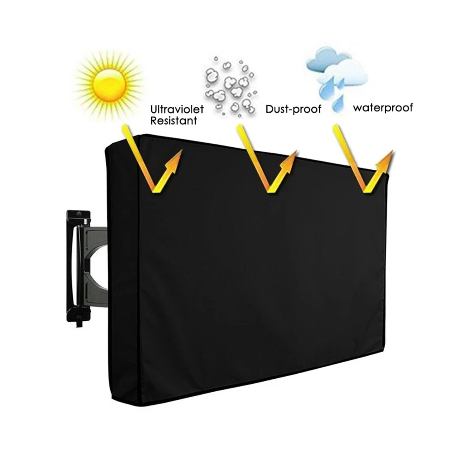 Coperture Tavolo Copertura TV Esterna Schermo Copertura Impermeabile Antipolvere Set Copertura Oxford Nera Custodia per Televisione TV da 22'' a 70'' Pollici(36-38inch TV)