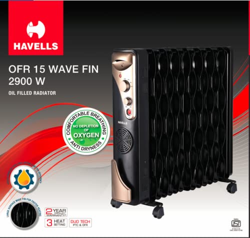 Buy Havells OFR 15 Wave Fins with Fan 2900 watt (Black), (GHROFBZK290)  Online at Low Prices in India - Amazon.in