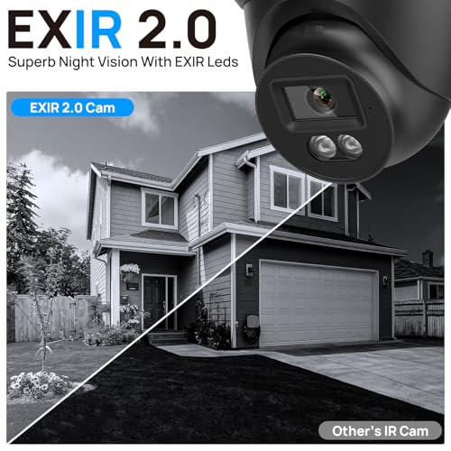 Image of VIKYLIN 8MP PoE IP Camera Outdoor,4K Security Turret Camera with Human /Vehicle Detection, 2.8mm Lens,98ft EXIR 2.0 Night Vision,4K@20fps,Built-in Mic,512GB Card Slot, Blue Iris, NDAA Compliant,Black