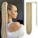 FESHFEN Straight Ponytail Extensions 28 Inch Long Wrap Around Synthetic Hair Piece Clip in Ponytail Hair Extensions Hairpiece for Women Girls 150g