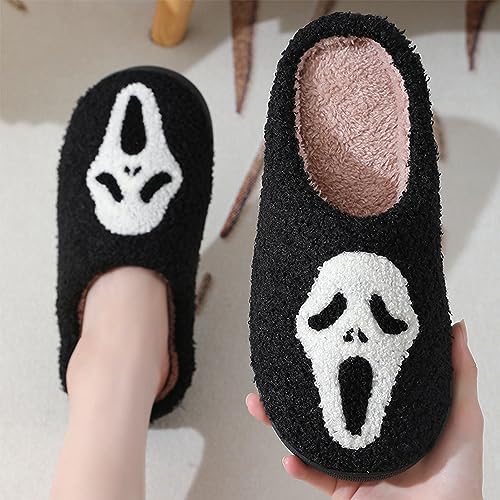 Happy Face Slippers for Women Men,Retro Soft Cozy Comfy Plush Lightweight House Slippers Slip-on Indoor Outdoor Slippers,Slip on Anti-Skid Sole3