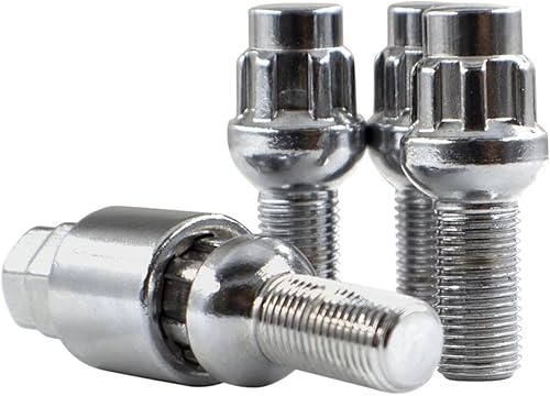 Wheel Accessories Parts 4 cerraduras + llave M12 x 1.5 12 x 1.5 rosca de asiento de bola con cerradura de perno de asiento de bola con acabado