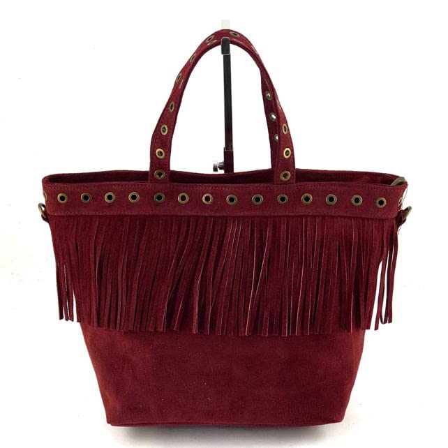 Sac à main bandoulière amovible en cuir véritable bordeaux fabriqué en Italie