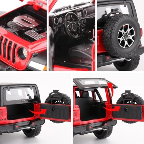 Image of 1:24 Scale Wrangler Rubicon Toy Car for Kids Collection Diecast Metal Model Car with Light Sound Pull Back Openable Door