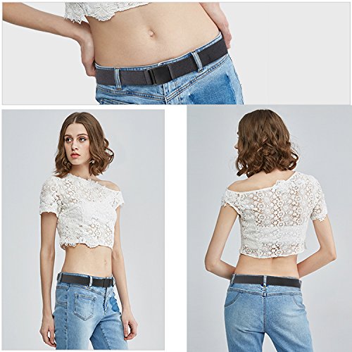 JASGOOD No Show Stretch Belt for Women Easily Adjustable Elastic Flat Buckle Belt3