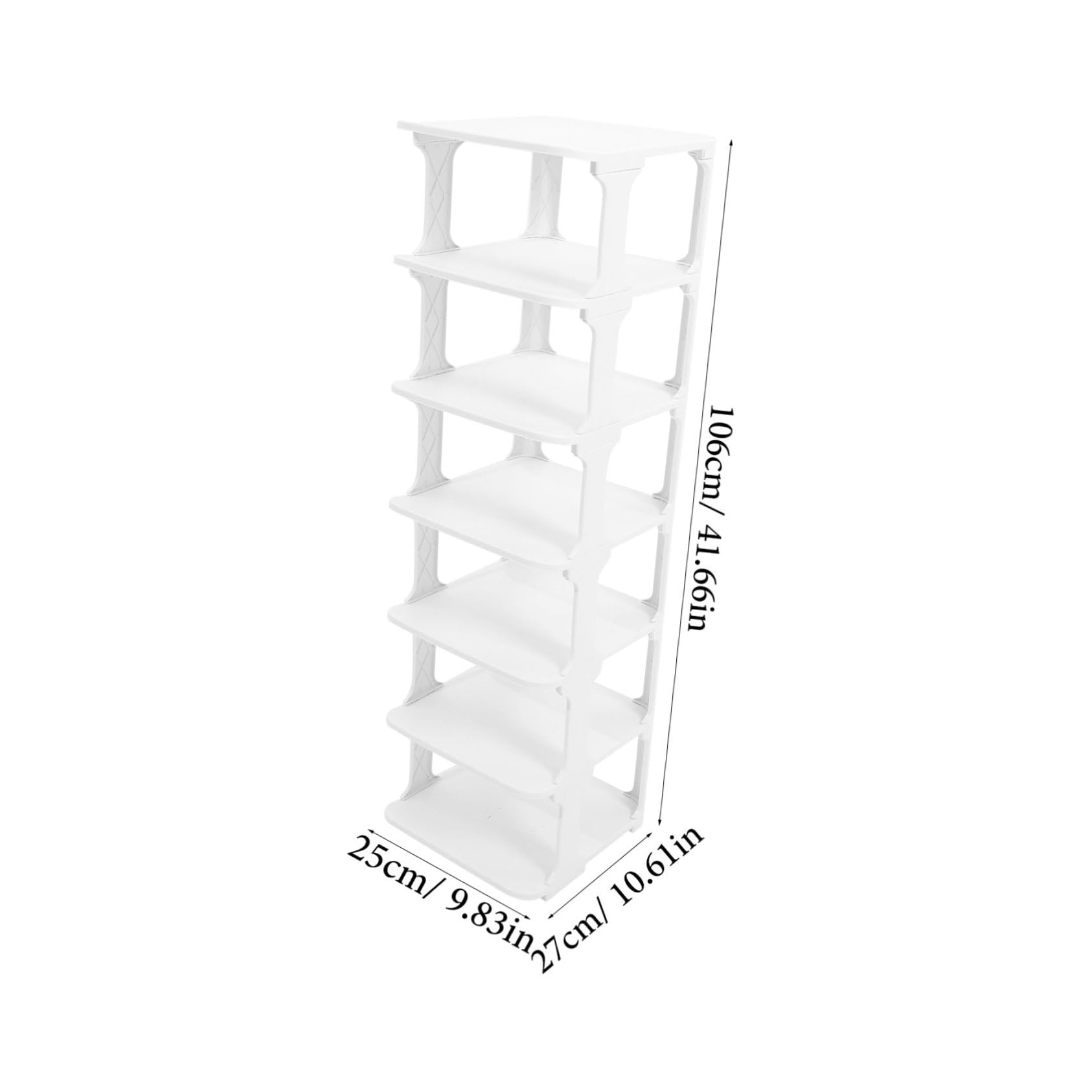 Scaffale per Scarpe a 7 Livelli Bianco in Plastico, Stretto