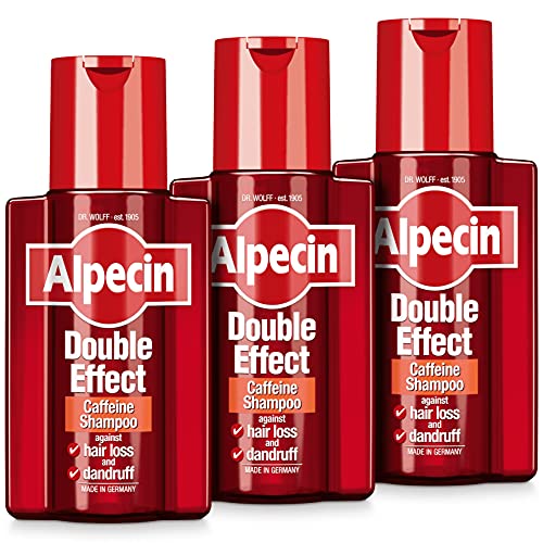 Alpecin Double Effect szampon 3 x 200 ml | szampon przeciwłupieżowy i naturalny wzrost włosów | Energizer dla mocnych włosów | pielęgnacja włosów dla mężczyzn Made in Germany