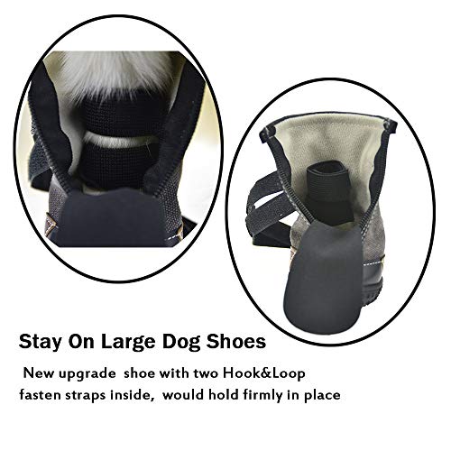 Fladorepet Large Dog Shoes Rugged Anti-Slip Sole Dog Paw Protector For Hot Pavement Waterproof Dog Snow Shoes Pet Rain Boots With Straps Inside -Stay On Dog Feet  thumb #5