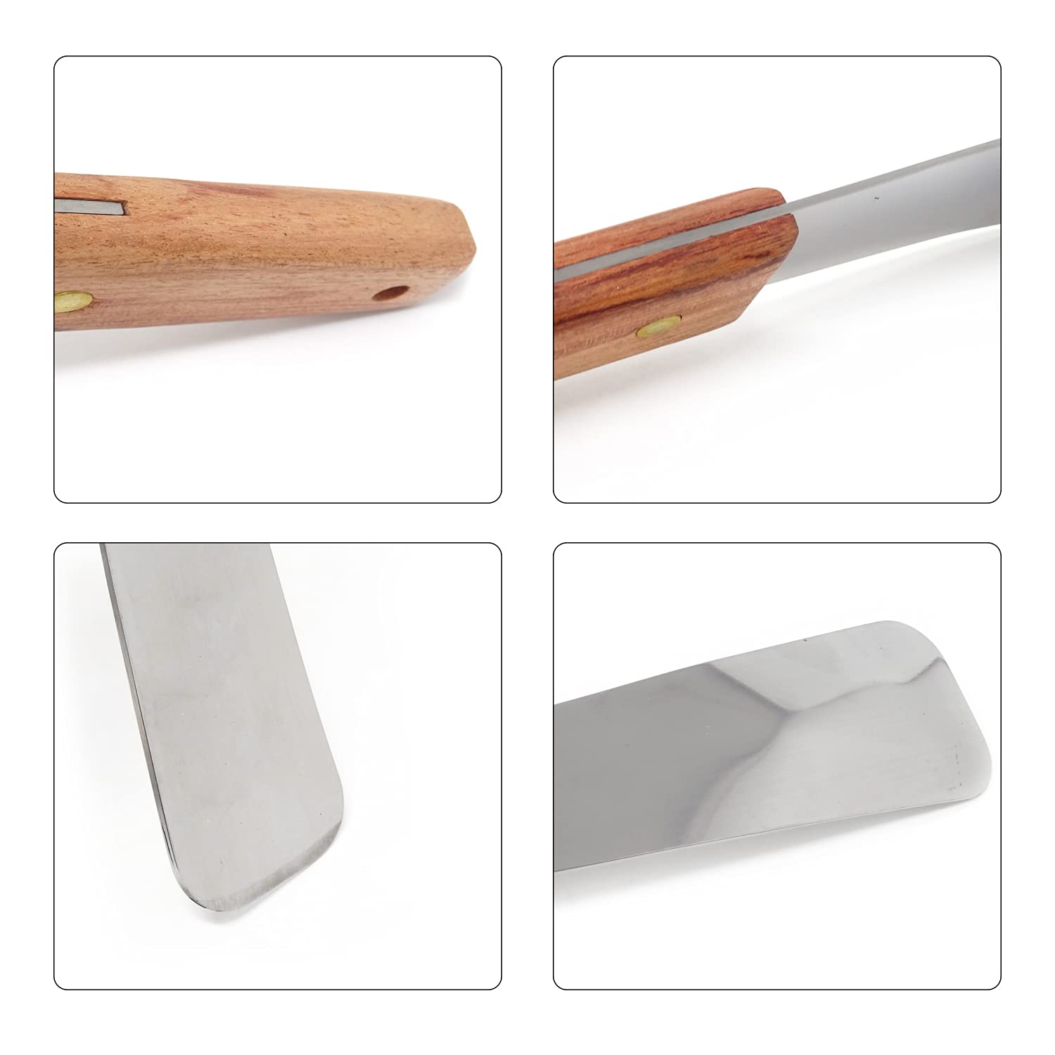 1 cucharada de acero inoxidable para helados, pala plana para pastelería, cortador de mantequilla, postre con mango de madera, utensilio de cocina para cocinar en el hogar (9.45 pulgadas) 5