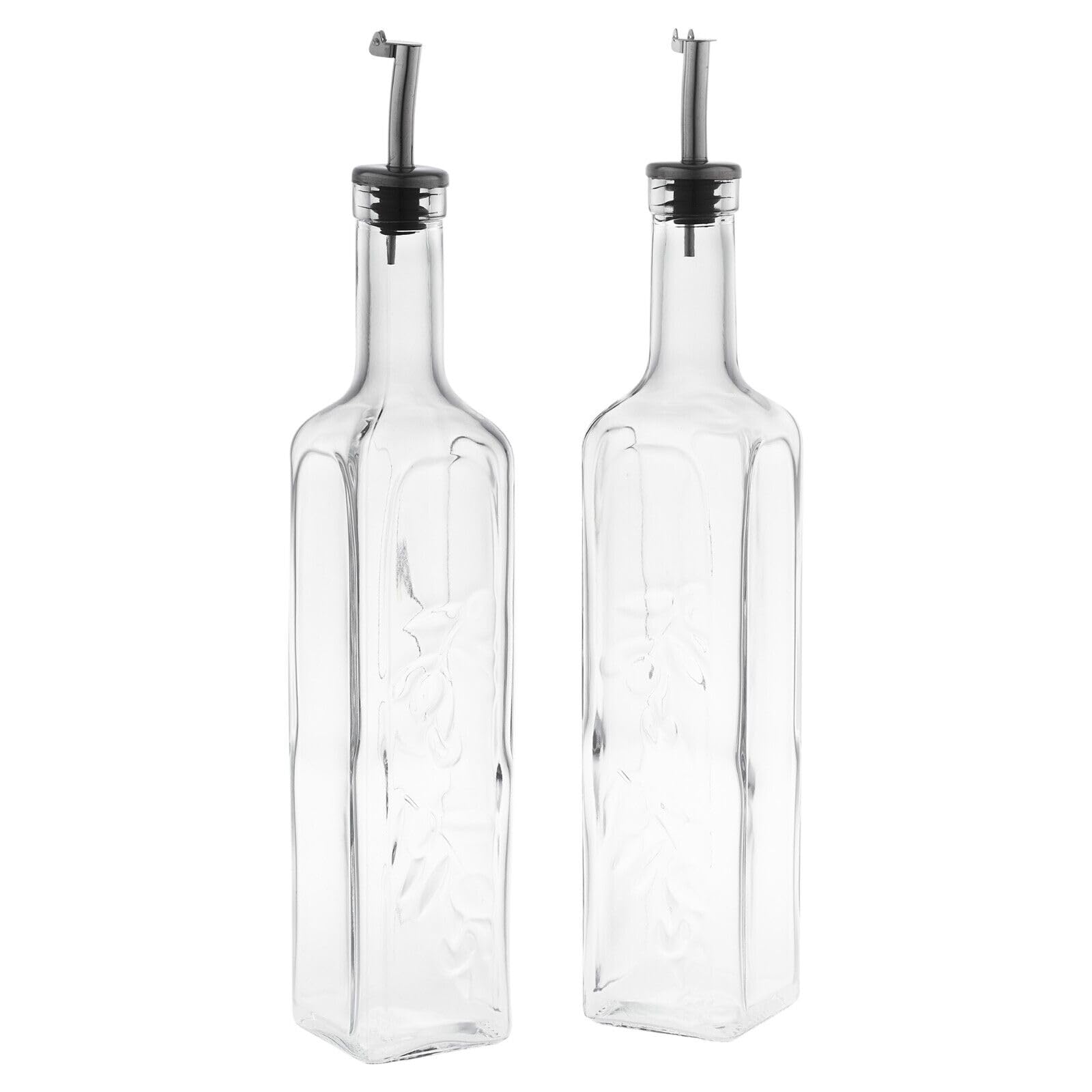 Queensway Home & Dining 2 X 500Ml Tall Glass Condiment Olive Oil Vinegar Dispenser Bottle With Metal Pourer