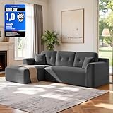 VASAGLE Ecksofa, modulares Sofa 244 cm breit, vakuumverpackt, Schlafsofa, Keine Montage erforderlich, mit großer Chaiselongue Links, für Wohnzimmer, Gästezimmer, schiefergrau LCS183GN01