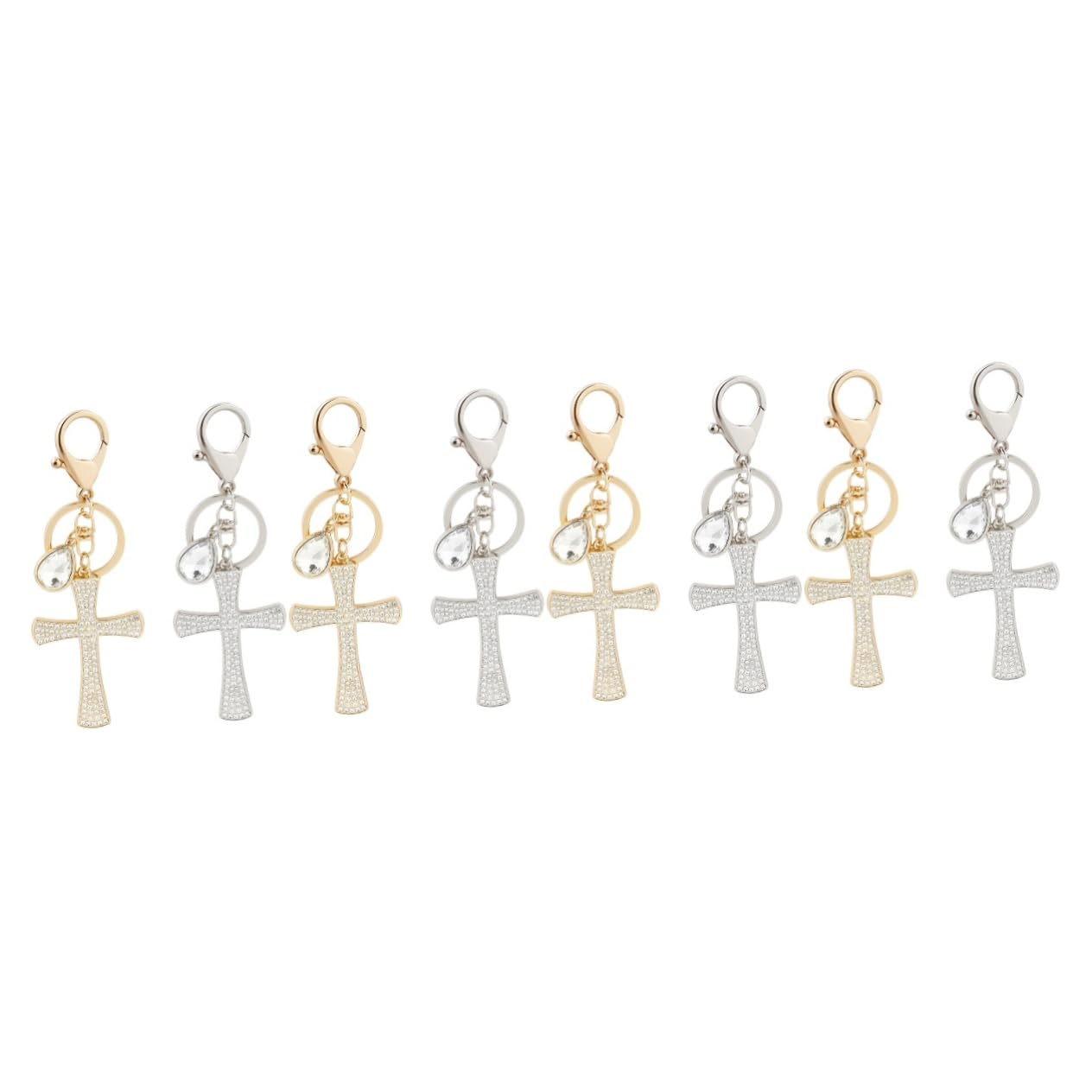 8pezzi Portachiavi Ciondolo Croce Lega Per Decorazione Chiavi e Borse Design Elegante e Creativo Materiale Resistente e Pratico Casual Assortiti