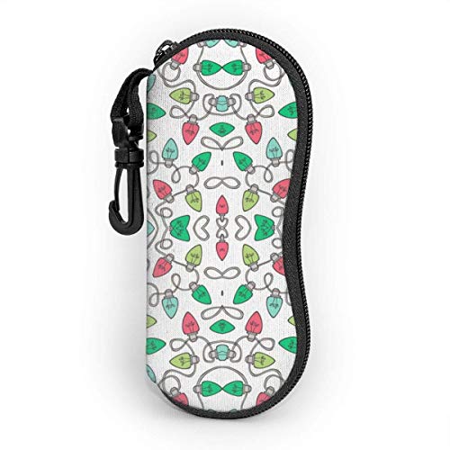 Preisvergleich Produktbild Ahdyr Weihnachten Weihnachten Weihnachtslichter Glühbirnen Herren und Damen Persönlichkeit Mode Langlebige tragbare Brillenetui 3.1 X 6.1In wasserdichter Sonnenbrillenetui Reißverschluss Hartschale