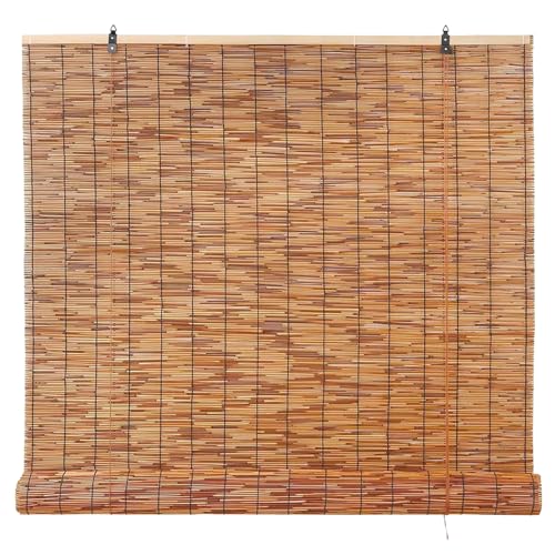 Persianas de Bambu Exterior Estor Enrollable Bambú Romanas Transpirables Persiana Ajustable Opaca de Ocultación Decorativa Cortina de Caña con Elevador para Ventana Balcón Jardín