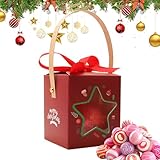 Uonguon Cajas de galletas de Navidad, contenedor de aperitivos con ventana y asa, cajas de recuerdos de fiesta de vacaciones, para chocolate, manualidades, frutas, regalos de fiesta, rellenos de