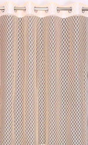 Image of Sheer Net Semi Transparent Home Decor Curtains for Living Room, Balcony Doors and Windows Panel, Parda, Eyelets Hanging, Cream, 1 Piece, 4 x 5 Feet
