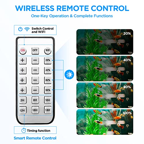 Lominie Led Aquarium Light, Dimmer Remote Control 0-100% Brightness 80W Planted Fish Tank Light Asta120 Clamp Clip Lamp For Freshwater Refugium Algae Fish Tank With Gooseneck #TOP3