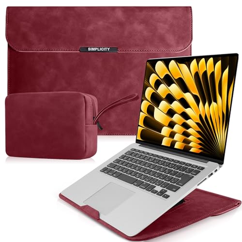 Pochette ordinateur portable 15.6 pouces rouge anti-mal de dos avec support pliable intégré