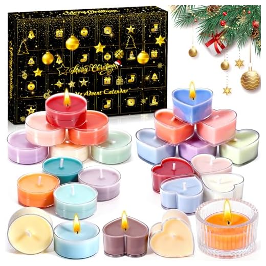 KDISHKRA Calendario de Adviento Velas 2025, Juego de Regalos de Velas Perfumadas con 24 Velas de Té Perfumadas y 1 Portavelas, Calendario de Navidad Regalo para Madre, Esposa, Hermana, Novia