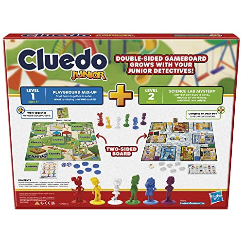 Clue Junior Spiel, 2-seitiges Spielbrett, 2 Spiele in 1, Clue Mystery Spiel für jüngere Kinder, Kinder-Brettspiele, Juniorspiele – Ansicht 9
