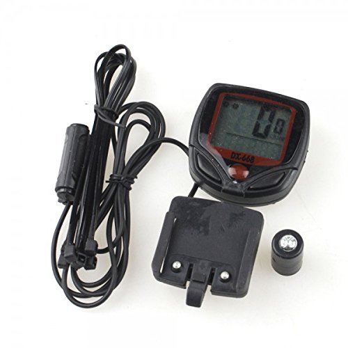 Bicycle computer mounted on handlebars with sensor and magnet